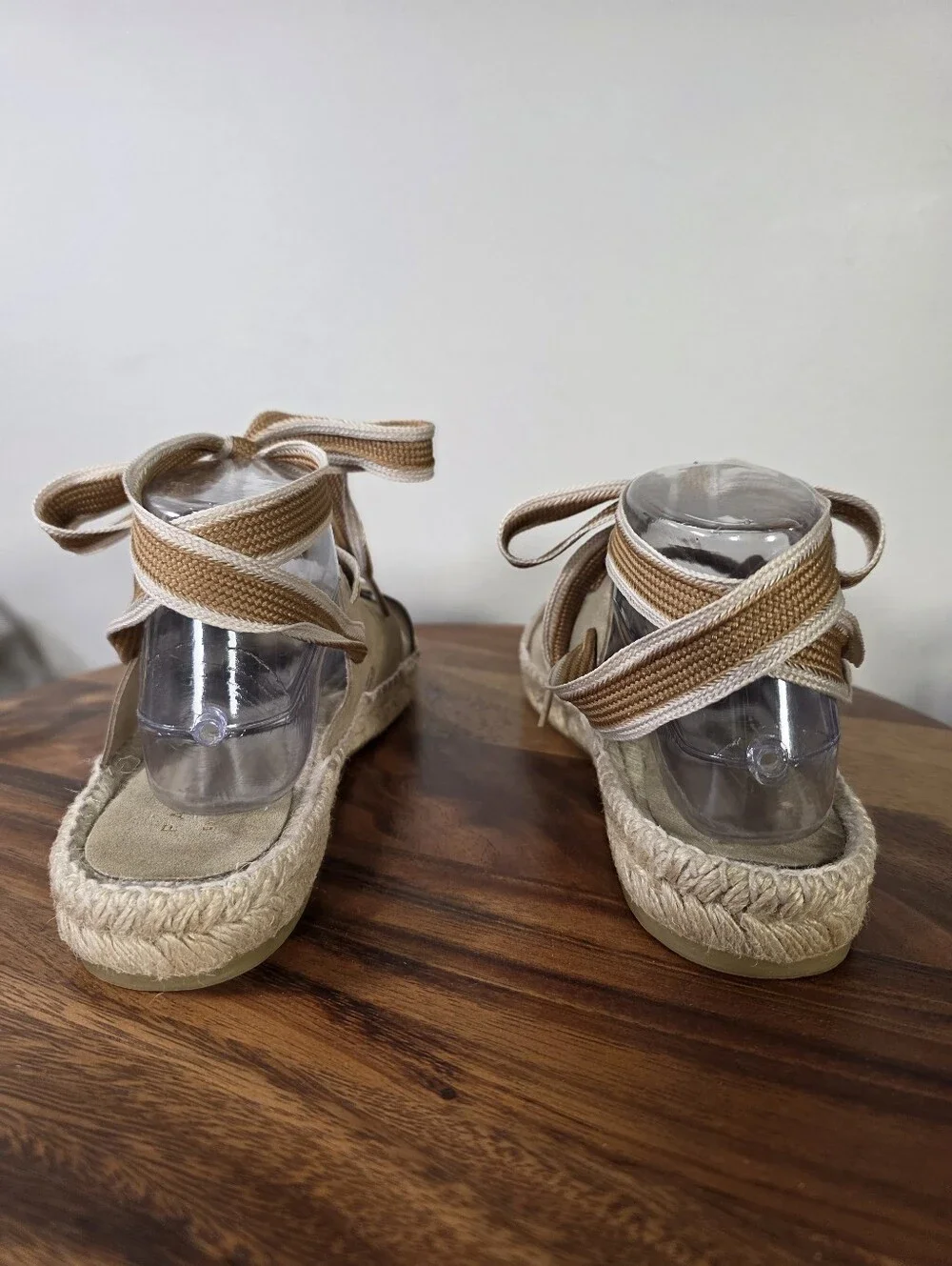 Palomitas Paloma Barcelo Aintza Suede Ribbon Wrap Espadrille Sandals Size 41